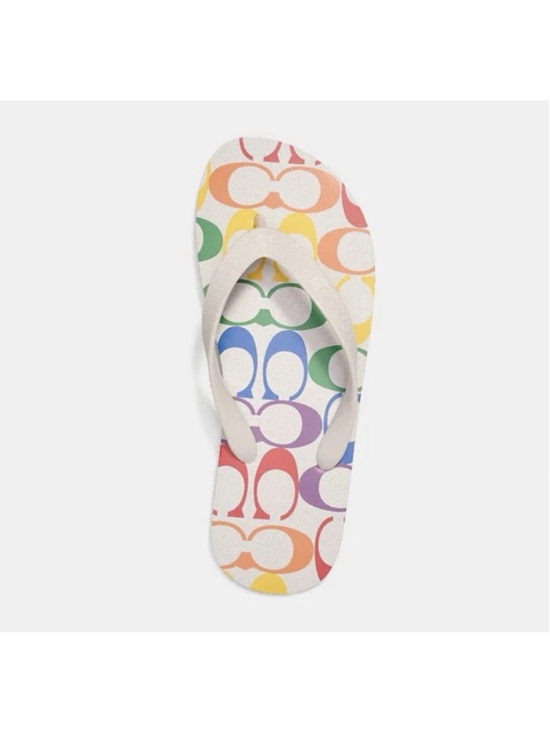 Coach Shoes - COACH PRIDE COLLECTION - Zak Flip Flop Rainbow Signature Logo - Women’s Size 8